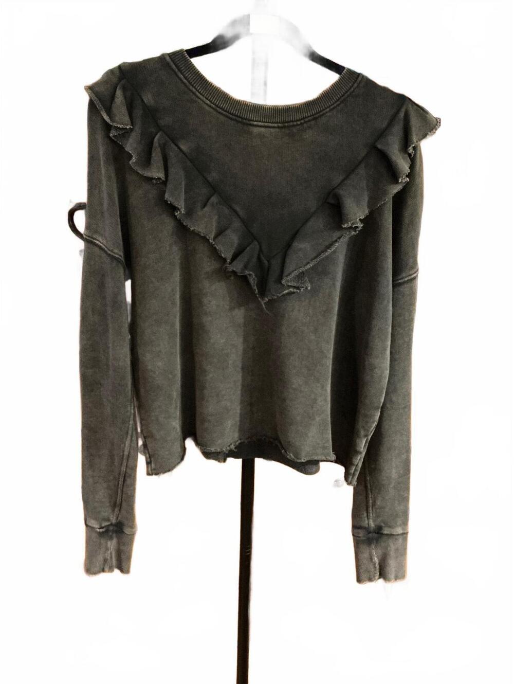 #FP139 Free People Ooh La Ruffle Pullover Sweatshirt, Size M